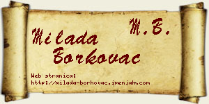 Milada Borkovac vizit kartica